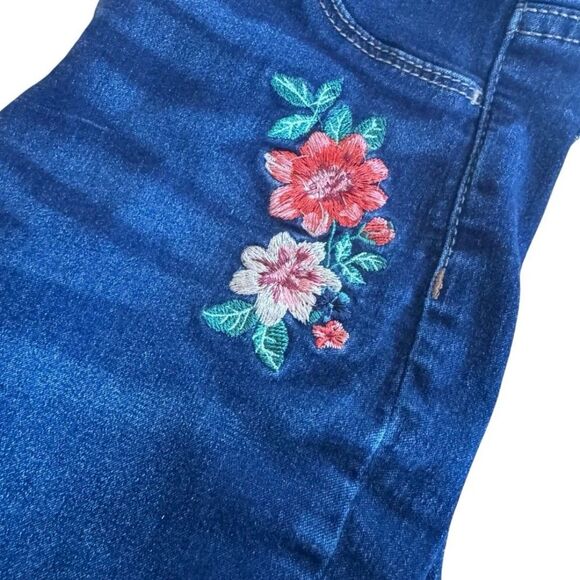 Girls Blue Denim Jeans Jeggings Bundle Set 2PC Embroidered Floral Patches 14 XL - Picture 6 of 10